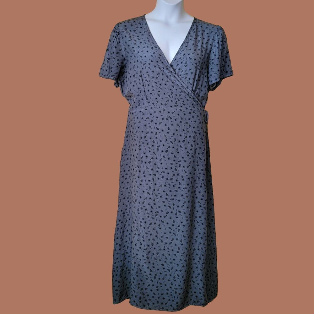 Lacausa Steel Blue Georgette "Tallulah" Wrap Midi Dress